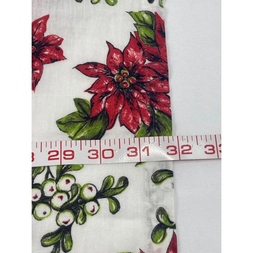 Vintage Handmade Poinsettia Heart Pocket Pinafore Apron White Red